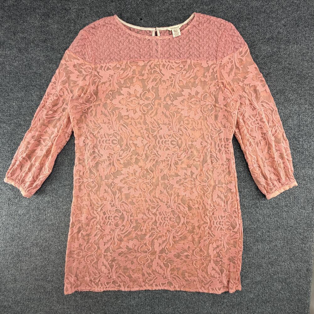 Sundance Dress Womens 16 Pink Lace Floral Embroidered Shift Lined Knee Length